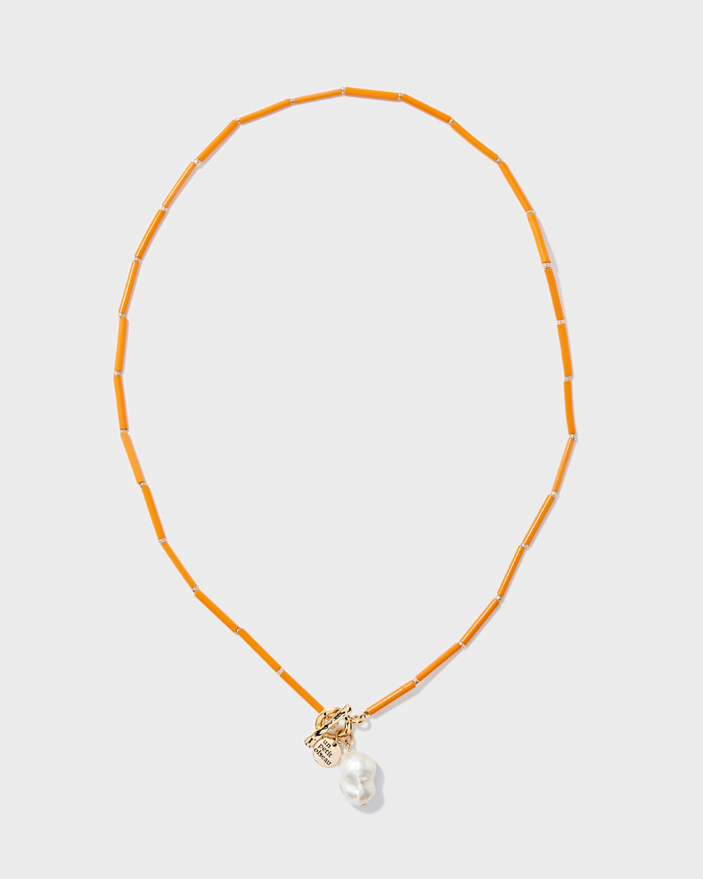 Tube pearl necklace (orange)
